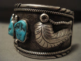 Huge Vintage Navajo Old Kinmgan Turquoise Native American Jewelry Silver Bracelet-Nativo Arts
