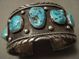 Huge Vintage Navajo Old Kinmgan Turquoise Native American Jewelry Silver Bracelet-Nativo Arts