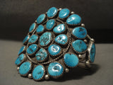 Huge Vintage Navajo Old Sleeping Beauty Turquoise Native American Jewelry Silver Bracelet-Nativo Arts