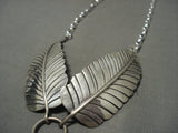 Huge Vintage Navajo Pilot Mountain Turquoise Native American Jewelry Silver Leaf Necklace-Nativo Arts