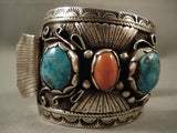Huge Vintage Navajo Pilot Mountain Turquoise Native American Jewelry Silver Watch Bracelet-Nativo Arts