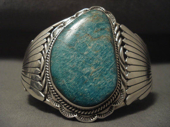 Huge Vintage Navajo 'Protection Flank' Native American Jewelry Silver Bracelet-Nativo Arts