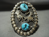 Huge Vintage Navajo **real Gold** Turquoise Native American Jewelry Silver Cowboy Ring-Nativo Arts