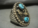 Huge Vintage Navajo **real Gold** Turquoise Native American Jewelry Silver Cowboy Ring-Nativo Arts