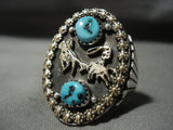 Huge Vintage Navajo **real Gold** Turquoise Native American Jewelry Silver Cowboy Ring-Nativo Arts
