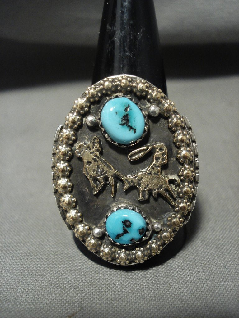 Huge Vintage Navajo **real Gold** Turquoise Native American