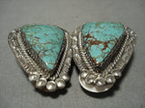 Huge Vintage Navajo Red Mountain Turquoise Native American Jewelry Silver Clip Earrings-Nativo Arts