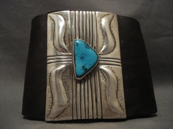 Huge Vintage Navajo Repoussed Native American Jewelry Silver Turquoise Ketoh Bracelet-Nativo Arts