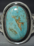Huge Vintage Navajo Royston Green Turquoise Sterling Native American Jewelry Silver Bracelet-Nativo Arts