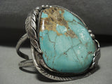 Huge Vintage Navajo Royston Turquoise Native American Jewelry Silver Bracelet Old-Nativo Arts