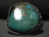 Huge Vintage Navajo Royston Turquoise Native American Jewelry Silver Bracelet Old-Nativo Arts