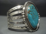 Huge Vintage Navajo Royston Turquoise Sterling Native American Jewelry Silver Bracelet-Nativo Arts