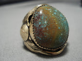 Huge!! Vintage Navajo Royston Turquoise Sterling Silver Ring Old Native American-Nativo Arts