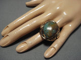 Huge!! Vintage Navajo Royston Turquoise Sterling Silver Ring Old Native American-Nativo Arts