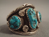 Huge Vintage Navajo Sleeping Beauty Turquoise Native American Jewelry Silver Ring Old-Nativo Arts