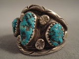 Huge Vintage Navajo Sleeping Beauty Turquoise Native American Jewelry Silver Ring Old-Nativo Arts