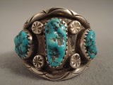 Huge Vintage Navajo Sleeping Beauty Turquoise Native American Jewelry Silver Ring Old-Nativo Arts