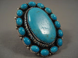 Huge Vintage Navajo 'Snake Eyes Turquoise' Native American Jewelry Silver Ring- Huge!-Nativo Arts