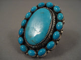 Huge Vintage Navajo 'Snake Eyes Turquoise' Native American Jewelry Silver Ring- Huge!-Nativo Arts