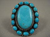Huge Vintage Navajo 'Snake Eyes Turquoise' Native American Jewelry Silver Ring- Huge!-Nativo Arts