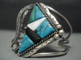 Huge Vintage Navajo Spiderweb Turquoise Sterling Native American Jewelry Silver Coral Bracelet Old-Nativo Arts