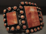 Huge Vintage Navajo 'Squared Spiny Oyster' Native American Jewelry Silver Bracelet-Nativo Arts