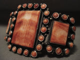 Huge Vintage Navajo 'Squared Spiny Oyster' Native American Jewelry Silver Bracelet-Nativo Arts