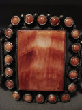 Huge Vintage Navajo 'Squared Spiny Oyster' Native American Jewelry Silver Bracelet-Nativo Arts