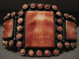 Huge Vintage Navajo 'Squared Spiny Oyster' Native American Jewelry Silver Bracelet-Nativo Arts