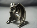 Huge Vintage Navajo Sterling Native American Jewelry Silver Bat Wings Ring Old-Nativo Arts