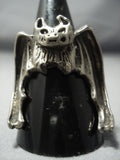 Huge Vintage Navajo Sterling Native American Jewelry Silver Bat Wings Ring Old-Nativo Arts