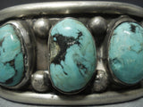 Huge!! Vintage Navajo Sterling Native American Jewelry Silver Blue Diamond Turquoise Bracelet-Nativo Arts