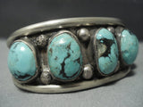 Huge!! Vintage Navajo Sterling Native American Jewelry Silver Blue Diamond Turquoise Bracelet-Nativo Arts