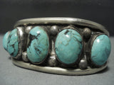 Huge!! Vintage Navajo Sterling Native American Jewelry Silver Blue Diamond Turquoise Bracelet-Nativo Arts
