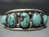 Huge!! Vintage Navajo Sterling Native American Jewelry Silver Blue Diamond Turquoise Bracelet-Nativo Arts