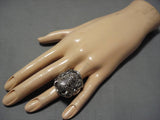 Huge!! Vintage Navajo Sterling Silver Buffalo Men's Native American Ring Old-Nativo Arts