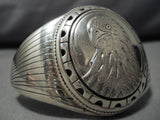 Huge!! Vintage Navajo Sterling Silver Eagle Native American Bracelet Old-Nativo Arts