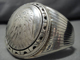 Huge!! Vintage Navajo Sterling Silver Eagle Native American Bracelet Old-Nativo Arts