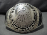 Huge!! Vintage Navajo Sterling Silver Eagle Native American Bracelet Old-Nativo Arts