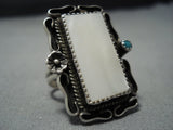 Huge!! Vintage Navajo Sterling Silver Mother Pearl Native American Jewelry Ring-Nativo Arts
