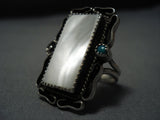 Huge!! Vintage Navajo Sterling Silver Mother Pearl Native American Jewelry Ring-Nativo Arts