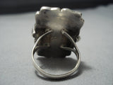 Huge!! Vintage Navajo Sterling Silver Mother Pearl Native American Jewelry Ring-Nativo Arts