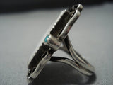 Huge!! Vintage Navajo Sterling Silver Mother Pearl Native American Jewelry Ring-Nativo Arts