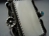 Huge!! Vintage Navajo Sterling Silver Mother Pearl Native American Jewelry Ring-Nativo Arts