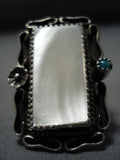Huge!! Vintage Navajo Sterling Silver Mother Pearl Native American Jewelry Ring-Nativo Arts