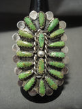 Huge Vintage Navajo 'Tears Of Gaspeite' Stone Native American Jewelry Silver Ring-Nativo Arts