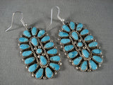 Huge Vintage Navajo 'Tears Of Joy' Turquoise Native American Jewelry Silver Earrings-Nativo Arts