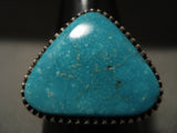 Huge Vintage Navajo 'Triangular Turquoise' Native American Jewelry Silver Ring-Nativo Arts