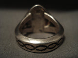 Huge Vintage Navajo 'Triangular Turquoise' Native American Jewelry Silver Ring-Nativo Arts