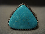 Huge Vintage Navajo 'Triangular Turquoise' Native American Jewelry Silver Ring-Nativo Arts